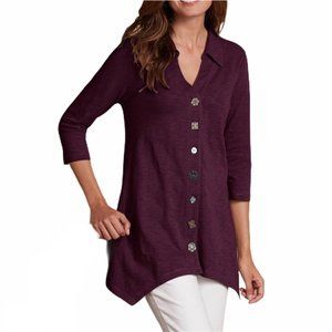 Soft Surroundings Daniel Button Jersey Top